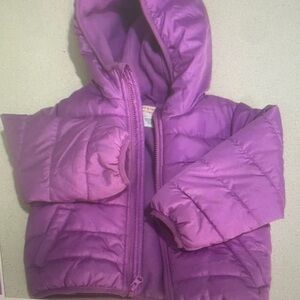 Kids Purple Puffer Hooded Jacket